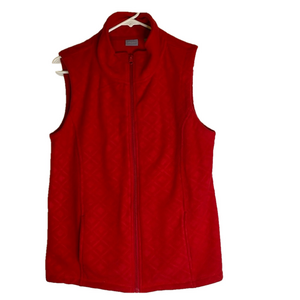 LAURA SCOTT Sleeveless Textured Fleece Vest, Women’s M, Red